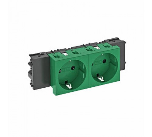 Розетка двойная 0° Modul45connect с з/к, 250 В, 16A (зеленый) (STD-D0C MZGN2)  6120366  OBO Bettermann