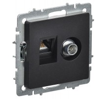 BRITE Розетка двойная TV+RJ45 кат.5E РТВ/РК12-БрЧ черный  BR-AK20-1-K02  IEK