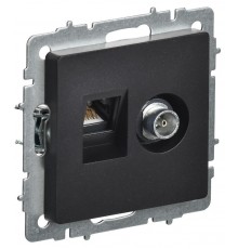 BRITE Розетка двойная TV+RJ45 кат.5E РТВ/РК12-БрЧ черный  BR-AK20-1-K02  IEK