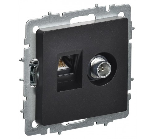 BRITE Розетка двойная TV+RJ45 кат.5E РТВ/РК12-БрЧ черный  BR-AK20-1-K02  IEK