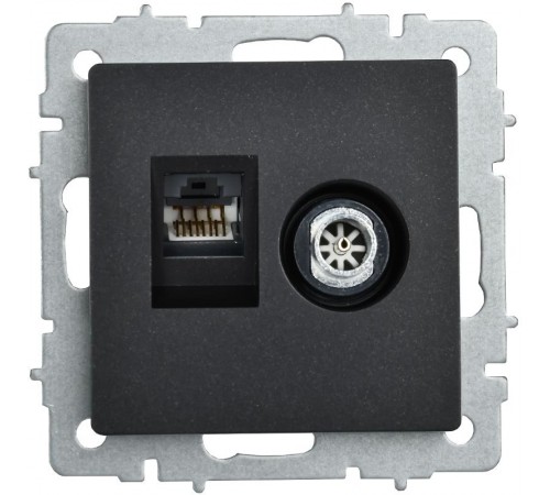 BRITE Розетка двойная TV+RJ45 кат.5E РТВ/РК12-БрЧ черный  BR-AK20-1-K02  IEK