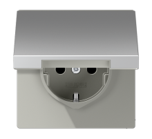 Штепсельная розетка SCHUKO 16А / 250В с подпружиненной откидной крышкой, пружинные зажимы, возможно IP44; металл; алюминий; Aluminium  AL1520KL  Jun