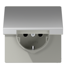 Штепсельная розетка SCHUKO 16А / 250В с подпружиненной откидной крышкой, пружинные зажимы, возможно IP44; металл; алюминий; Aluminium  AL1520KL  Jun