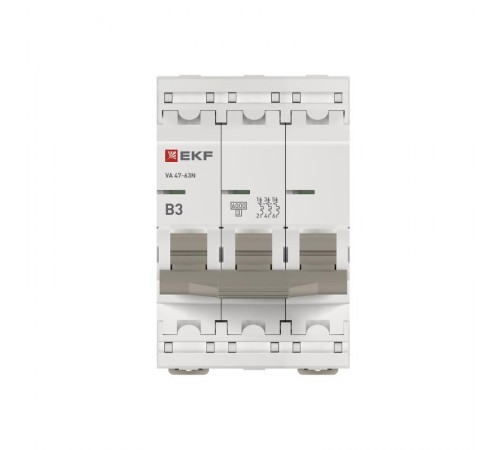 Выключатель автоматический трёхполюсный 3А (B) 6кА ВА 47-63N PROxima M636303B  EKF