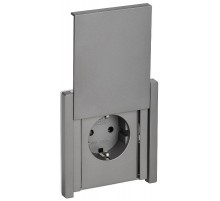 FORTE&PIANO Розетка с заземлением, со шторками, с крышкой безвинтовое крепление 16А IP44 FP519 сталь  FP-R16-16-1-44-K46  IEK