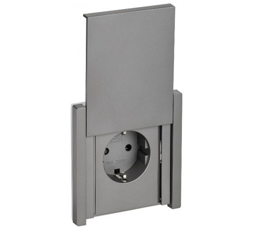 FORTE&PIANO Розетка с заземлением, со шторками, с крышкой безвинтовое крепление 16А IP44 FP519 сталь  FP-R16-16-1-44-K46  IEK