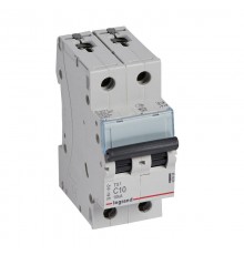 Выключатель автоматический двухполюсный TX3 6000 10А C 10кА  403928  Legrand