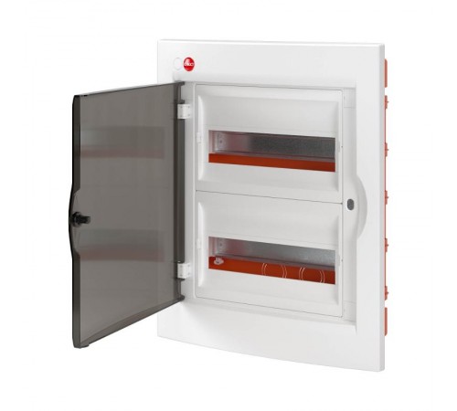 Щиток встраиваемый с дверцей, 24 модулейIP41, белый с клеммным блоком 2х87508 и замком  81924  DKC