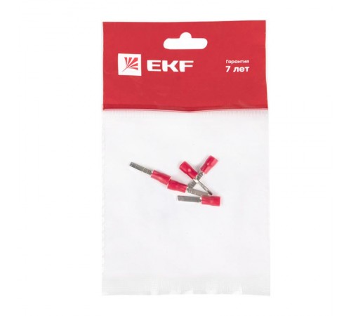 Наконечник штыревой плоский изолированный НШПИ 0.25-1.5 (уп 5шт) EKF PROxima  nshpi-0.25-1.5r  EKF