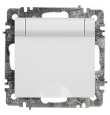 Розетка Intro Accent 6-203-01 2P+E Schuko с крышкой, 16А-250В, IP20, СУ, AL/CU, белый   Б0063709  Intro