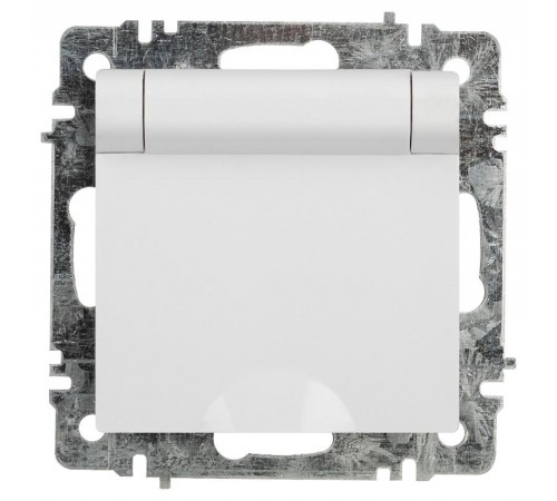 Розетка Intro Accent 6-203-01 2P+E Schuko с крышкой, 16А-250В, IP20, СУ, AL/CU, белый   Б0063709  Intro