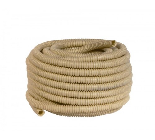 Труба гибкая гофрированная ПВХ 20мм с протяжкой (25м) светлое дерево  tg-z-20w  EKF
