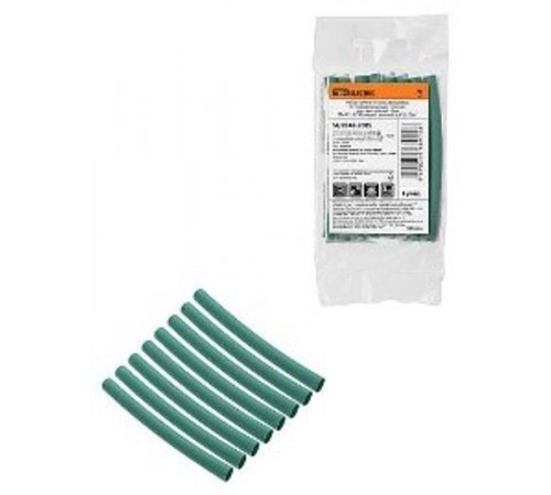 Набор трубок термоусаживаемых, не поддерживающих горение, клеевых, длиной 10 см ТТкНГ(3:1) "Моноцвет, зелёный 6,4/2,0 "  SQ0548-2605  TDM