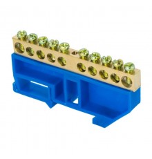 Шина "0" (8х12мм.) 125А 10 отверстий изолятор на DIN-рейку латунь EKF PROxima  sn0-125-10-d  EKF