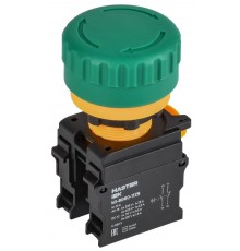Кнопка "Грибок" поворот. с фикс. 1NO+1NC зелёная MASTER  MI-BG60-11ZS-3-23-K06  IEK