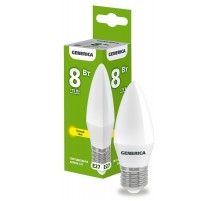 Лампа светодиодная C35 свеча 8Вт 230В 3000К E27   LL-C35-08-230-30-E27-G  GENERICA