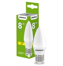Лампа светодиодная C35 свеча 8Вт 230В 3000К E27   LL-C35-08-230-30-E27-G  GENERICA