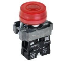 Кнопка LA167-BP42 d=22мм 1р красная  BBT20-BP42-2-22-67-K04  IEK