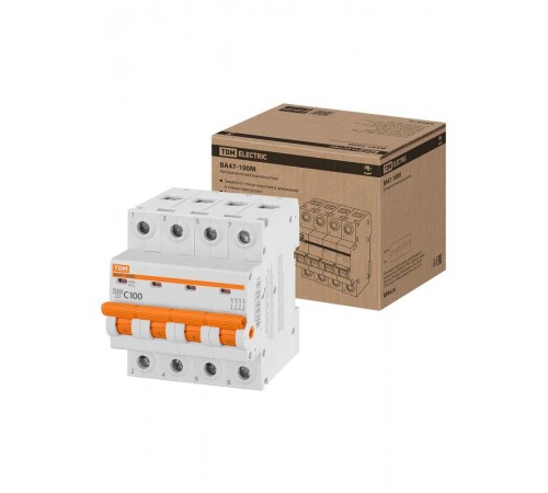 Выключатель автоматичесикй ВА47-100М 4Р 100А 10кА х-ка C  SQ0207-0110  TDM