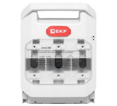 Выключатель-разъединитель УВРЭ v2 250А с дополнительным контактом (NO+NC) откидного типа под предохранители ППН (габ.1) uvre2-250EKF