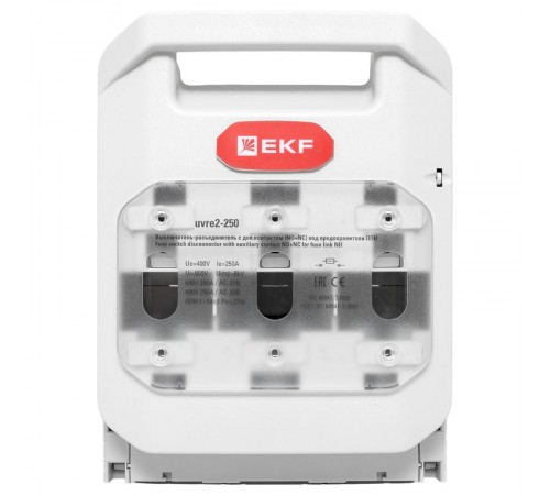 Выключатель-разъединитель УВРЭ v2 250А с дополнительным контактом (NO+NC) откидного типа под предохранители ППН (габ.1) uvre2-250EKF