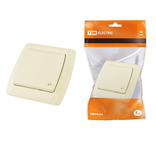 Розетка с крышкой 2П+З с защитными шторками 16А 250В сл. кость "Онега"   SQ1805-0043  TDM