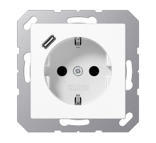 Розетка SCHUKO® с USB-зарядным устройством, тип С; термопласт; белый  A1520-18CWW  Jung