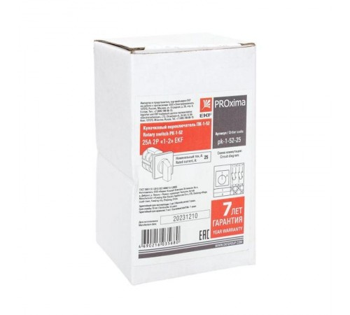 Переключатель кулачковый ПК-1-52 25А 2P "1-2" EKF PROxima  pk-1-52-25  EKF