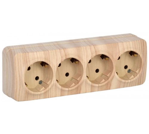 РС24-3-ХС Розет. 4-ая с з/к о/у 16А GLORY сосна  ERH41-K34-16  IEK