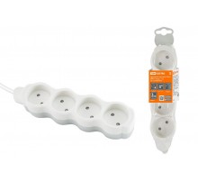 Удлинитель бытовой "Люкс" УЛ4 4 гнезда, 7м, б/з, с з/ш, ПВС 2х0,75 мм2 10А/250В бело-серый  SQ1303-0188  TDM