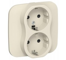 FLITE Розетка 2-ая с заземлением со шторками быстрозажимные клеммы 16А РСш12-1-А-ФлСл сливочный  FI-R24A-16-1-K86  IEK