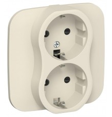 FLITE Розетка 2-ая с заземлением со шторками 16А РСш12-0-А-ФлСл сливочный  FI-R24A-16-K86  IEK