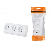 Розетка 3-х местная горизонтальная 2П открытой установки IP20 10A белая "Ладога"  SQ1801-0124  TDM