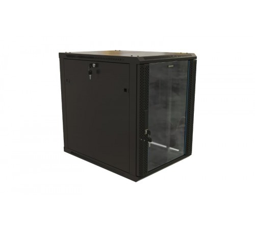 TWB-2768-GP-RAL9004 Шкаф настенный 19-дюймовый (19"), 27U, 1304x600х800мм, стеклянная дверь с перфорацией по бокам, цвет черн. 480831  Hyperline