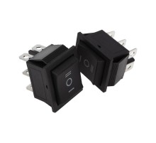 Выключатель клавишный 250V 15А (6с) (ON)-OFF-(ON) черный с нейтралью Б/Фикс  36-2375  REXANT