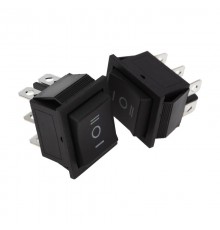 Выключатель клавишный 250V 15А (6с) (ON)-OFF-(ON) черный с нейтралью Б/Фикс  36-2375  REXANT