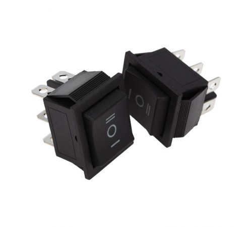 Выключатель клавишный 250V 15А (6с) (ON)-OFF-(ON) черный с нейтралью Б/Фикс  36-2375  REXANT