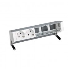 Simon S400 Настольный розеточный блок, 2х2P+E, 3 пустых модуля, алюминий, Simon 400  42502000-133  Simon