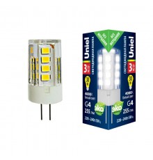 Лампа светодиодная LED-JC-220/3W/4000K/G4/CL GLZ09TR LED, прозр 4000К  UL-00006743  Uniel