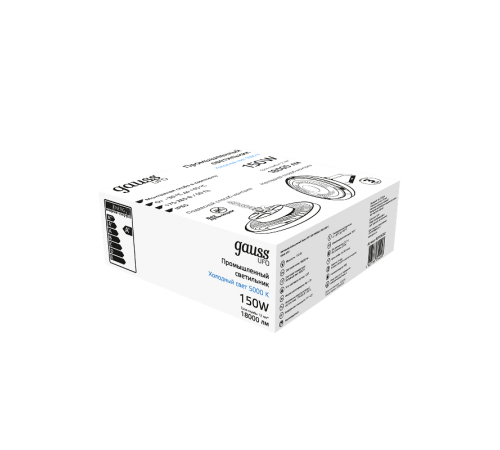 Светильник светодиодный подвесной UFO 150W 18000lm 5000K 175-265V IP65 D260*88мм черный скобка в комплекте  821536350  Gauss