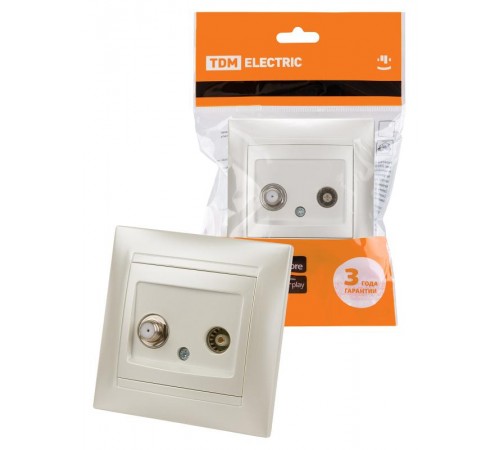 Розетка TV ("мама") + SAT (F-разъем) 0-2400МГц перламутр "Лама"  SQ1815-0820  TDM