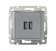 Valena Алюминий Розетка 2-ая USB  770270  Legrand