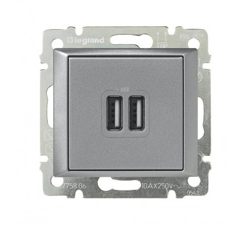 Valena Алюминий Розетка 2-ая USB  770270  Legrand
