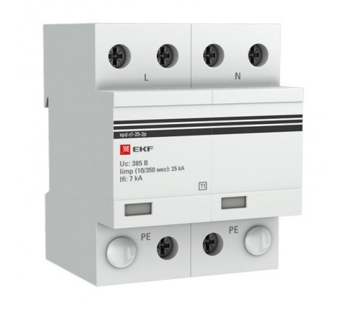 Устройство защиты от импульсных перенапряжений Тип 1 Iimp 25kA (10/350s) 2P EKFspd-t1-25-2pEKF