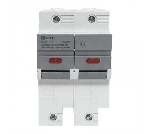 Предохранитель-разъединитель DF 22х58 2Р (тип ПВЦ)   df222-e  EKF