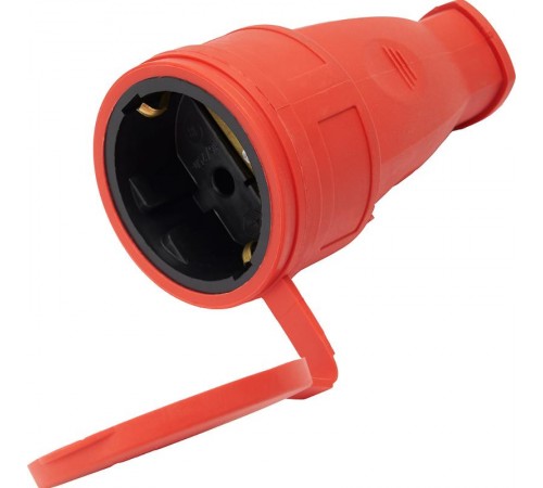 RST16-21-44 Розетка перенос 1-мест c/з с крышкой, каучук 250В,16А, IP44, сер Одри(РА16-005), красный  39195  STEKKER