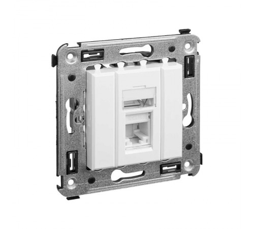 Компьютерная розетка RJ-45 в стену, кат.6 одинарная,"Avanti", "Белое облако"  4400293  DKC