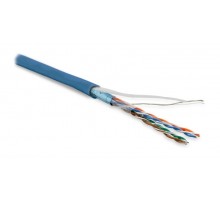 Кабель витая пара FUTP4-C5E-P26-IN-LSZH-BL-100 (100м)экр.F/UTP,к.5e,4п.(26AWG),мног.(patch),эк.-ф.,LSZH,нг(С)-HF,-20°C-+75°C,син.  243625  Hyperline