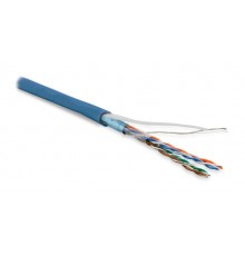Кабель витая пара FUTP4-C5E-P26-IN-LSZH-BL-100 (100м)экр.F/UTP,к.5e,4п.(26AWG),мног.(patch),эк.-ф.,LSZH,нг(С)-HF,-20°C-+75°C,син.  243625  Hyperline