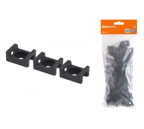 Площадка монтажная с отверстием 23х16 под хомуты черная (100шт)  SQ0516-0204  TDM